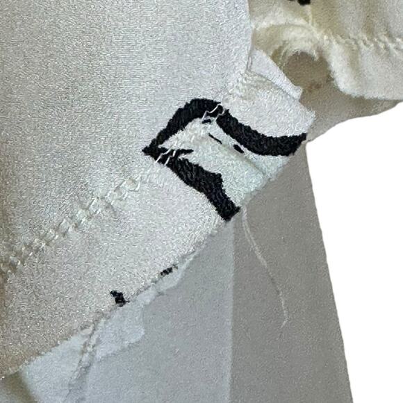 Anthropologie Girls from Savoy Novelty Bird Blouse Raw Trim Edges Cream sz 2 - Picture 3 of 10